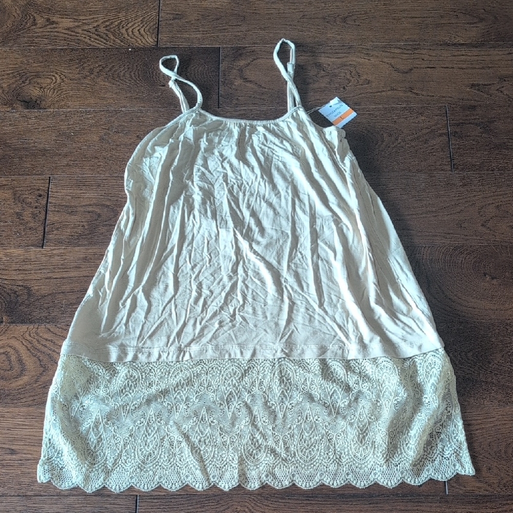 Cream Lace Trim Slip Dress